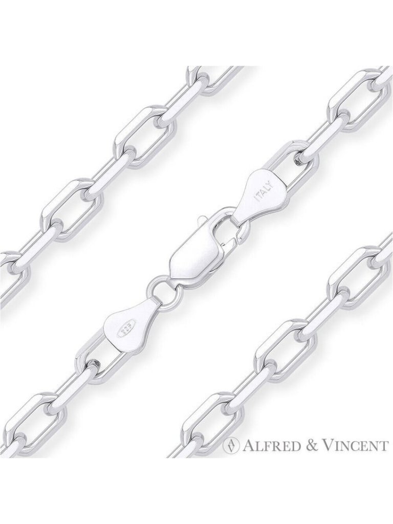 5.5mm D-Cut Anchor Cable Link Chain Necklace In Solid .925 Sterling Silver - 30"